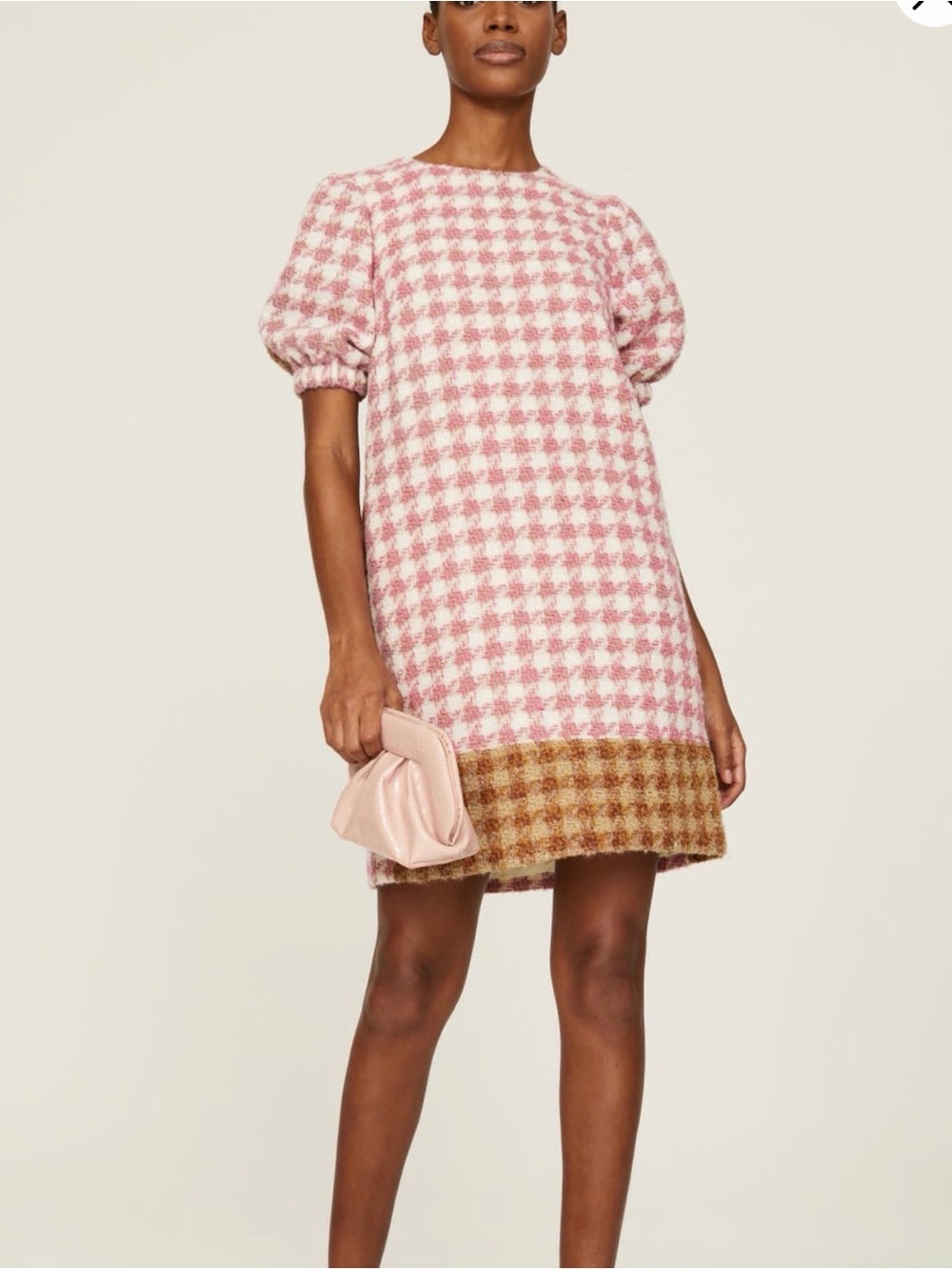 Toccin Wool Blend Pink Brown Shift Dress (Orig $495)